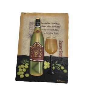 Durham Wine Wall Plaques Set of 2 Sonoma County White Napa Valley Red Resin Art